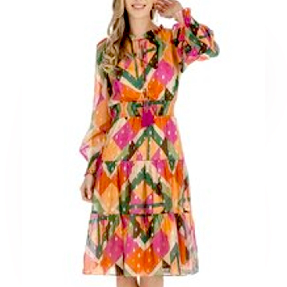 Jade Melody Tam • Geo Midi Cinched Waist Dress